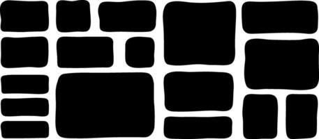 Doodle black text box. Hand drawn bubble shapes and frames for social media. Organic child free form. Abstract square speech blobs for dialog. Simple set for bullet journal for quote vector
