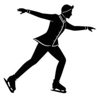 Ice Skating Coach Silhouette on White Background vector