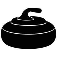 Curling Stone Silhouette on White Background vector