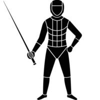 Fencing Outfit Silhouette on White Background vector