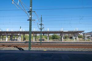 view of the platforms of a train station in galicia. Spain photo