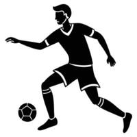 Soccer Player Kicking Silhouette on White Background vector