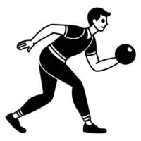 Bowling Player Silhouette on White Background vector