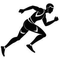 Track Runner Silhouette on White Background vector