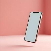 Floating display phone pink background photo