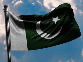 Symbol of Unity and Strength in the Sky. 3d illustration of Pakistan Flag with Clipping Path, photo