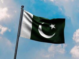 Symbol of Unity and Strength in the Sky. 3d illustration of Pakistan Flag with Clipping Path, photo