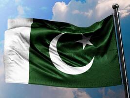 Symbol of Unity and Strength in the Sky. 3d illustration of Pakistan Flag with Clipping Path, photo