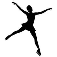 Figure Skater Silhouette on White Background vector