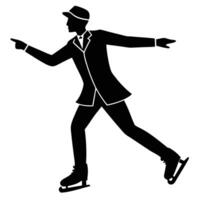 Skating Coach Silhouette on White Background vector