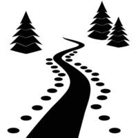Snow Trail Silhouette on White Background vector