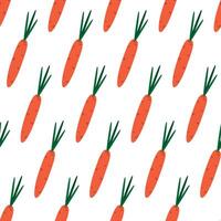 Hand drawn Carrot Seamless pattern in trendy minimalistic. Healthy eating background texture concept. Isolated illustration Wallpaper or web promo backdrop banner, leaflets, booklets, labels vector