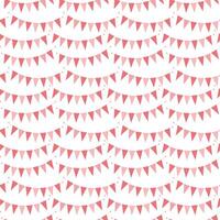 Triangular Pennant garland on rope Minimalistic Seamless Pattern in trendy monochrome soft pink. Isolated illustration Wallpaper, background Thematic cards, posting, blog or web promo, banners vector