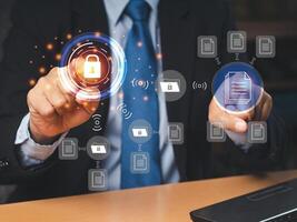 Document security concept. Document management system. Data encryption photo