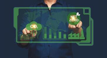 Reduce CO2 emission concept. Net-zero greenhouse gas emissions target in 2050 photo