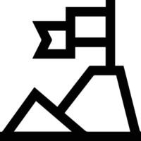A black and white image of a mountain with a flag vector