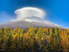 Fuji mountain with cloud in Kawaguchi-go, Japan photo