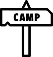 Camping sign icon symbol black and white outline illustration vector