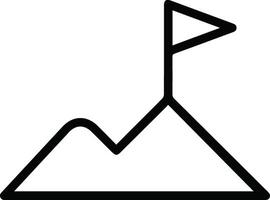 A black and white mountain with a flag on top vector