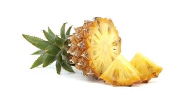 Fresh Pineapple Slices on a White Background for Tropical Fruit Concepts photo