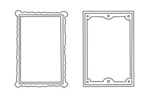 Two blank text frames and picture borders, empty hand drawn doodle, text box, decorative sticker. illustration. vector