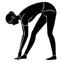 Standing Forward Bend Yoga Silhouette on White Background vector