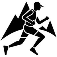 Trail Runner Silhouette on White Background vector