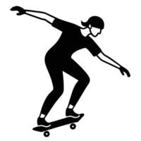 Skater Turning Silhouette on White Background vector