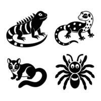 Exotic Pets Bundle Silhouetted on White Background vector