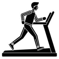 Treadmill Runner Silhouette on White Background vector