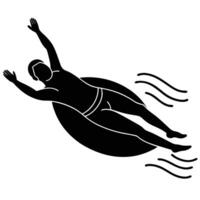 Swimmer Floating Silhouette on White Background vector
