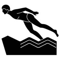 Swimmer on Pool Edge Silhouette on White Background vector