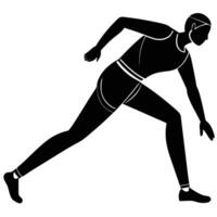 Stretching Runner Silhouette on White Background vector
