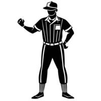 Baseball Umpire Silhouette on White Background vector