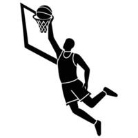Basketball Dunking Player Silhouette Action vector