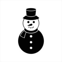 A black and white snowman silhouette icon on a white background vector