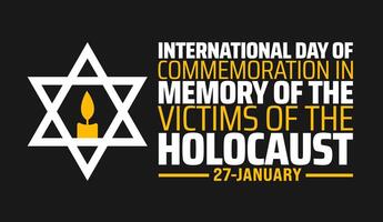 International Day of Commemoration in Memory of the Victims of the Holocaust background banner or poster design template. vector