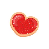 heart shaped cookies with red icing and sprinkles. Valentine's Day Element. Stock isolated clipart on a white background. For flyer, sticker, card, logo, symbol. vector
