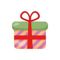 Striped gift box with red bow. a white background. vector