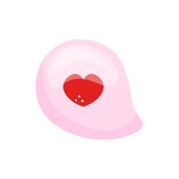 Speech Balloon with a heart. Pink color. stock image isolated on white background. For Valentine design. For flyer, sticker, card, logo, symbol. vector