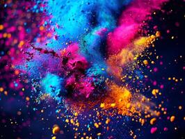HOli Decorative Dye Splash, color powder explosion. Abstract colorful rainbow background with color splashes. photo