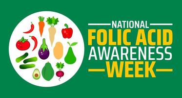 National Folic Acid Awareness Week background banner or poster design template. observed every year in January. Holiday concept. Use to any Template, card, poster, placard, template. vector