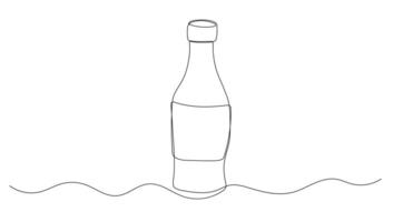 Drink bottle one continuous line illustration. Hand drawn doodle sketch of soda vector
