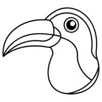 Toucan head outline coloring page vector