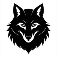 A black and white wolf head on a white background vector
