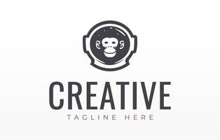 Monkey Astronaut Helmet Logo Design Template vector