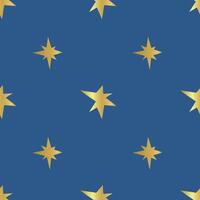Seamless Pattern with Gold Stars on Blue Background. Ornament for Gift Wrapping Paper, Fabric vector