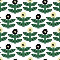 Flowers on White Background. Seamless Pattern. Modern Style Graphic. vector