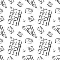 Seamless Pattern with Chocolate on White Background. Hand Drawn Modern Illustration. Sweet Tasty Food. vector