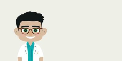 Avatar of Doctor. Man is Isolated Against a Light Background with Blank Copy Space for Text or Images. vector